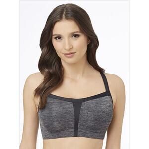 Le Mystere Size 34D Hi-Impact Underwire No-Bounce Sports Bra - Heather Gray 920